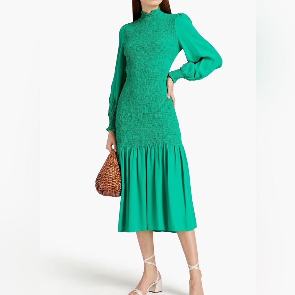 ASOS Green Shirred Midi Dress XS